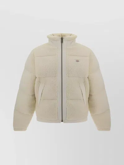 Dickies Bouclé Quilted Turtleneck Jacket In White