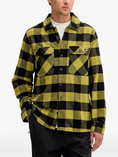 Dickies Check-pattern Chest-pocket Shirt In Yellow