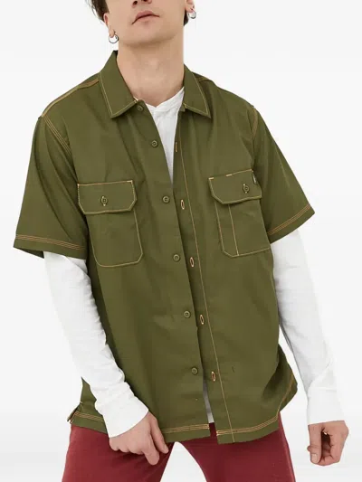Dickies Chest-pocket Stitch-detail Shirt In Green