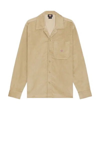 Dickies Corduroy Long Sleeve Shirt In Khaki
