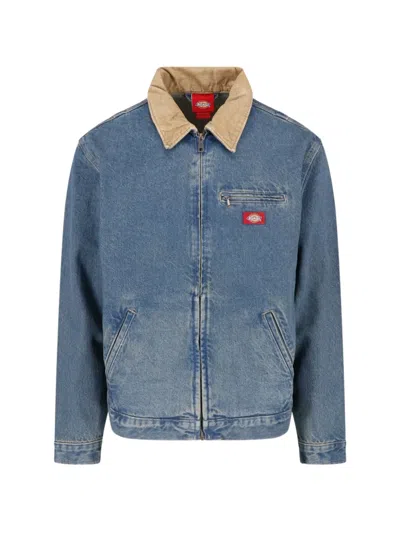 Dickies Coat Chest Pocket Contrast Collar Side Pockets In Blue