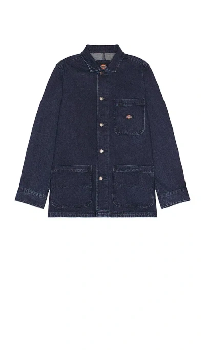 Dickies Denim Chore Coat In Stonewashed Indigo
