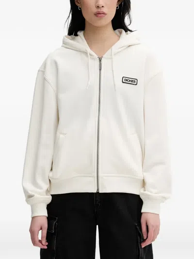 Dickies Deshler Logo-patch Zip-up Hoodie In White
