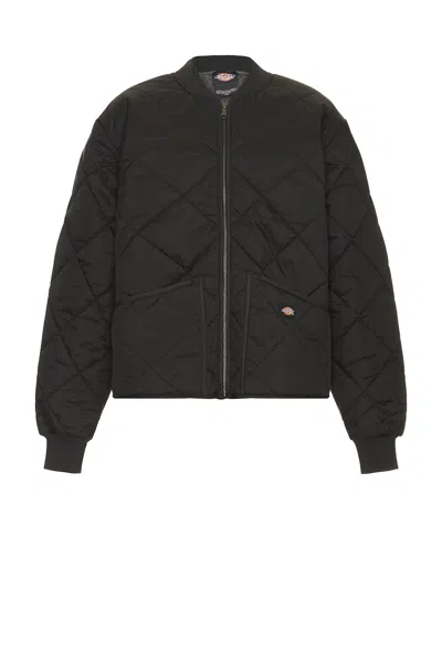 Dickies Diamond Quilted Bomber Jacket In Black