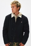 Dickies Duck Canvas Fleece Collar Jacket In Charcoal, Men's At Urban Outfitters In Charcoal