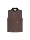 Dickies Sherpa Lined Sleeveless Jacket With Front Pockets In Brown