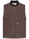 Dickies Sherpa Lined Sleeveless Jacket With Front Pockets In Brown