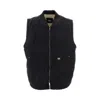 Dickies Stonewashed Duck High Pile Fleece Lined Vest In Black