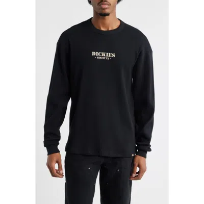 Dickies Embroidered Logo Long Sleeve Cotton Waffle T-shirt In Black