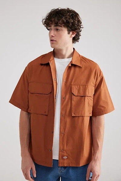 Dickies Fishersville Short Sleeve Shirt Top In Mocha Bisque, Men's At Urban Outfitters