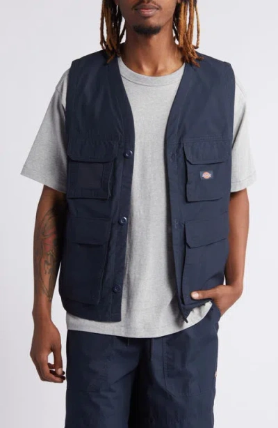Dickies Fisherville Cargo Vest In Dark Navy
