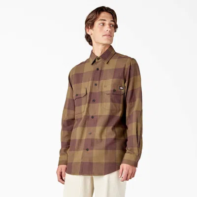 Dickies Flex Regular Fit Flannel Shirt In Brown