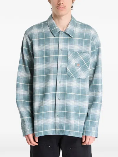 Dickies Forest Check-print Chest-pocket Shirt In Blue