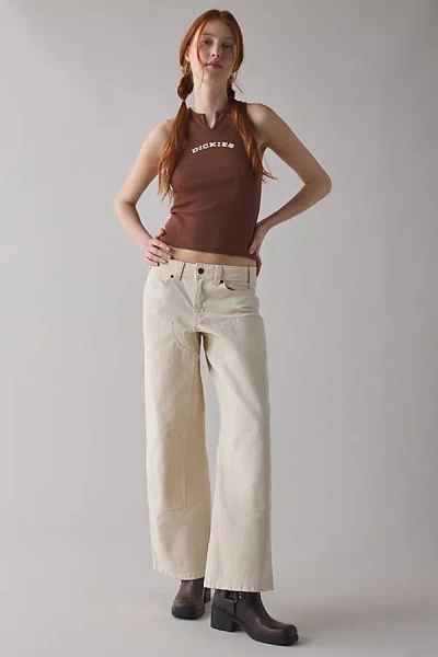 Dickies Graphic Split V-neck Cropped Tank Top In Brown, Women's At Urban Outfitters
