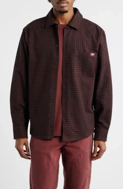Dickies Hendersonville Classic Fit Check Brushed Cotton Button-up Shirt In Brown
