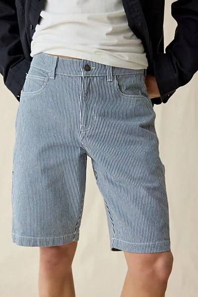 Dickies Hickory Stripe 11" Carpenter Shorts In Retro Indigo, Men's At Urban Outfitters In White