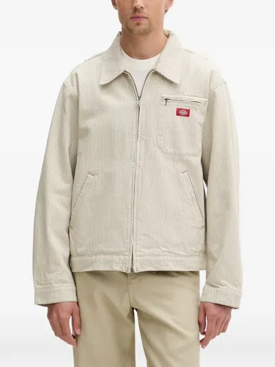 Dickies Hickory Striped Zip-up Jacket In Nude