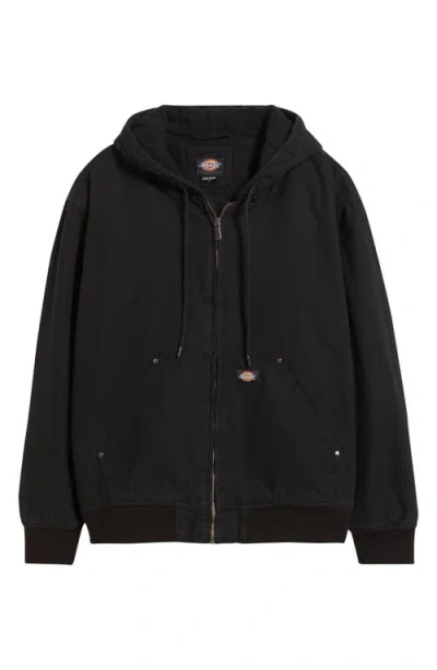 Dickies Hilham Hooded Canvas Jacket In Black