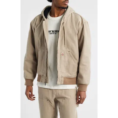 Dickies Hilham Hooded Canvas Jacket In Nude