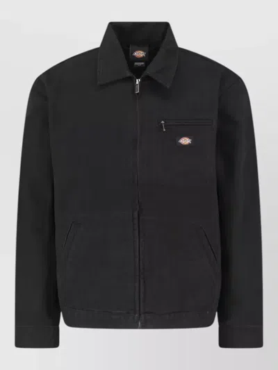 Dickies Hooded Coat Chest Zip Pocket Adjustable Cuffs In Black