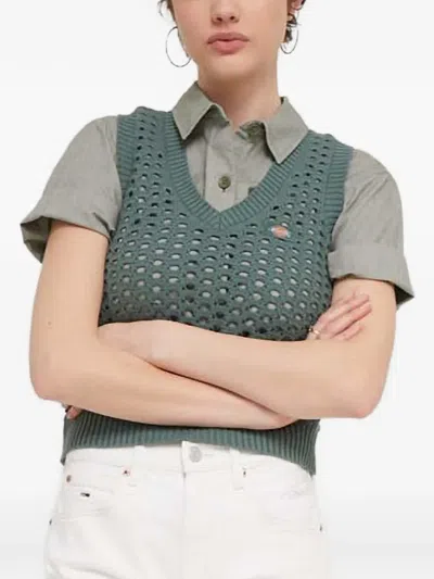 Dickies Ingalls V-neck Openwork Vest In Green