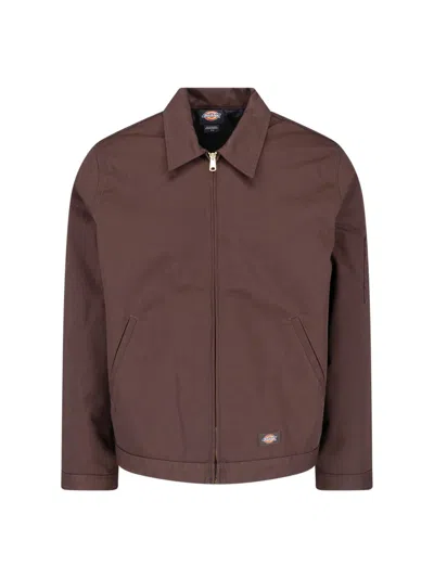 Dickies Eisenhower Logo-patch Zip-up Jacket In Brown