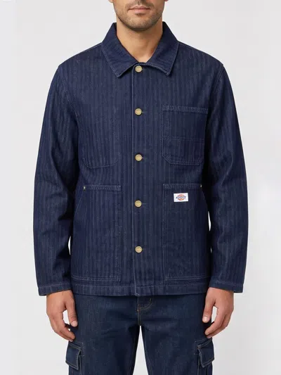 Dickies Herringbone-pattern Denim Jacket In Blue