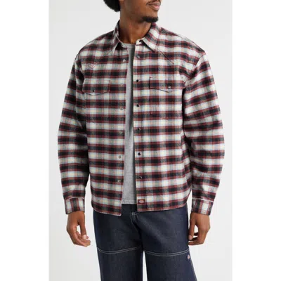 Dickies Johnsonville Check Brushed Cotton Snap-up Western Shirt In Brown