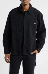 Dickies Johnsonville Relaxed Fit Cotton Canvas Button-up Shirt In Black