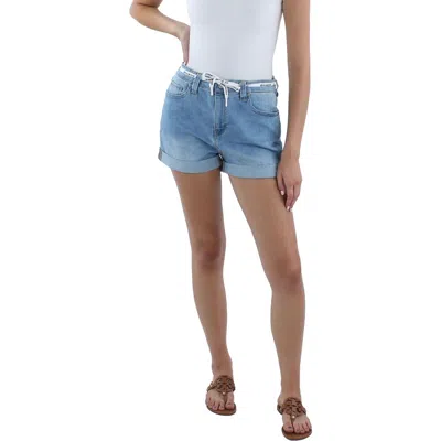 Dickies Juniors Womens High Rise Cuffed Denim Shorts In Blue