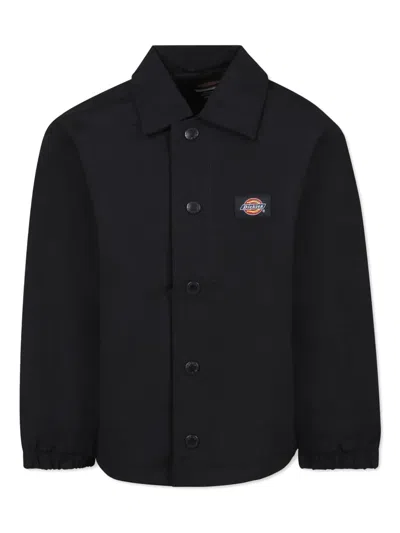 Dickies Kids' Logo-appliqué Shirt Jacket In Black