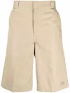 Dickies Polyester Blend Knee Length Shorts With Waist Belt Loops In Neutrals