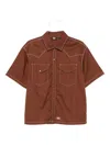 Dickies River Ranch Short Sleeve Snap-up Shirt In Brown