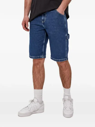 Dickies Logo-patch Shorts In Blue