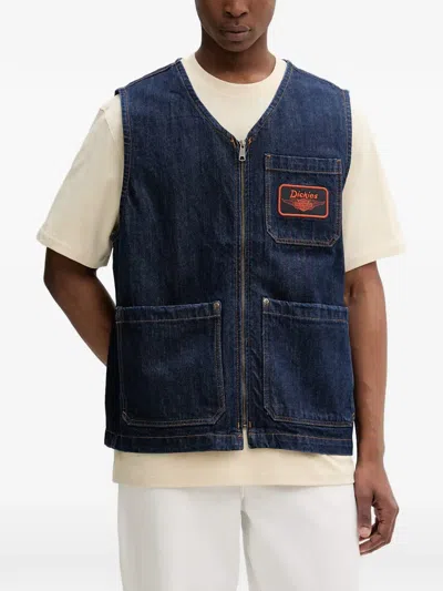 Dickies Logo-patch Zip-up Gilet In Blue