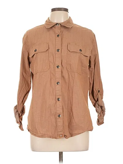 Pre-owned Dickies Long Sleeve Button Down Shirt In Brown