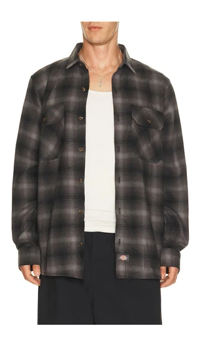 Dickies Long Sleeve Flannel Work Shirt In Slate