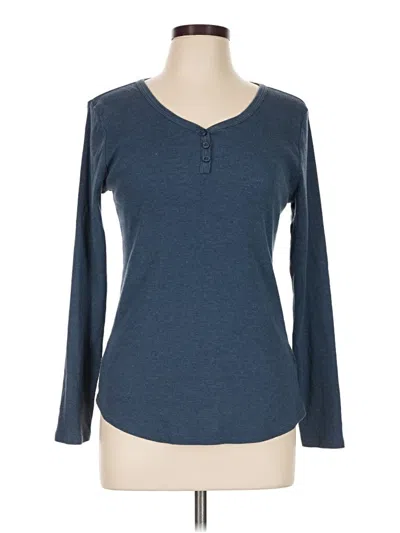 Pre-owned Dickies Long Sleeve Henley Shirt In Blue
