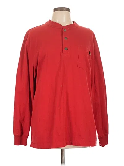 Pre-owned Dickies Long Sleeve Henley Shirt In Red
