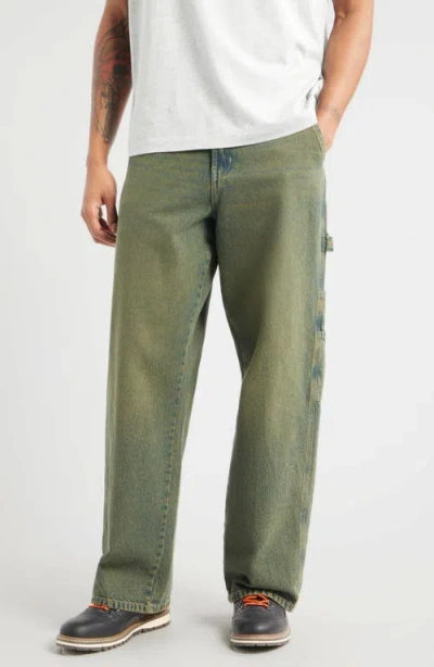Dickies Loose Fit Denim Painter's Pants In Green Tone Fade