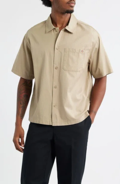 Dickies Lynville Short Sleeve Lyocell & Cotton Button-up Shirt In Nude