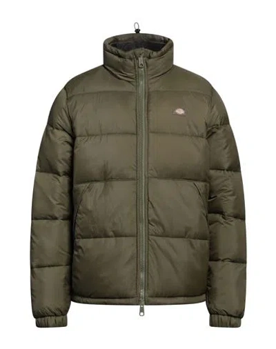 Dickies Man Puffer Military Green Size L Polyamide In Green