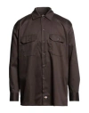 Dickies Man Shirt Dark Brown Size M Polyester, Cotton In Brown