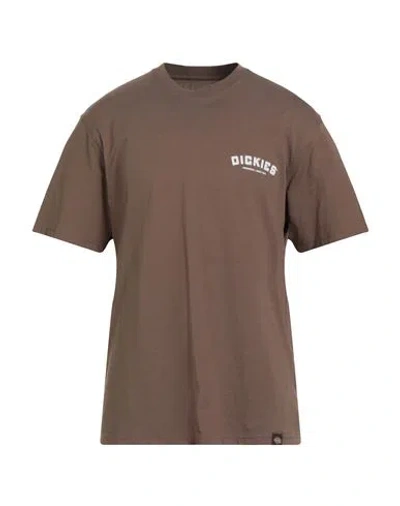 Dickies Man T-shirt Khaki Size Xl Cotton In Brown