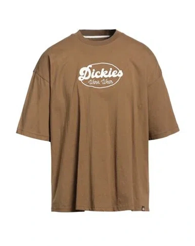 Dickies Man T-shirt Military Green Size L Cotton, Elastane In Blue