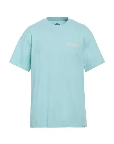 Dickies Man T-shirt Turquoise Size L Cotton In Blue
