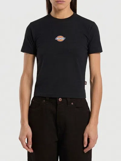 Dickies Maple Valley Cropped Cotton T-shirt With Printed Logo In Black