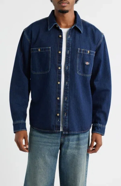 Dickies Mechanic Denim Button-up Shirt In Blue