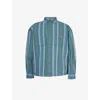 DICKIES DICKIES MENS VRTICL YD STIPE CORONET GLADE SPRING STRIPED COTTON SHIRT