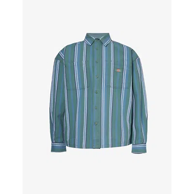 Dickies Mens Vrticl Yd Stipe Coronet Glade Spring Striped Cotton Shirt